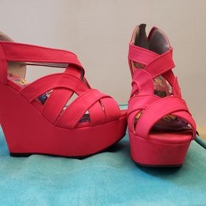 Hot pink 5 inch wedges
